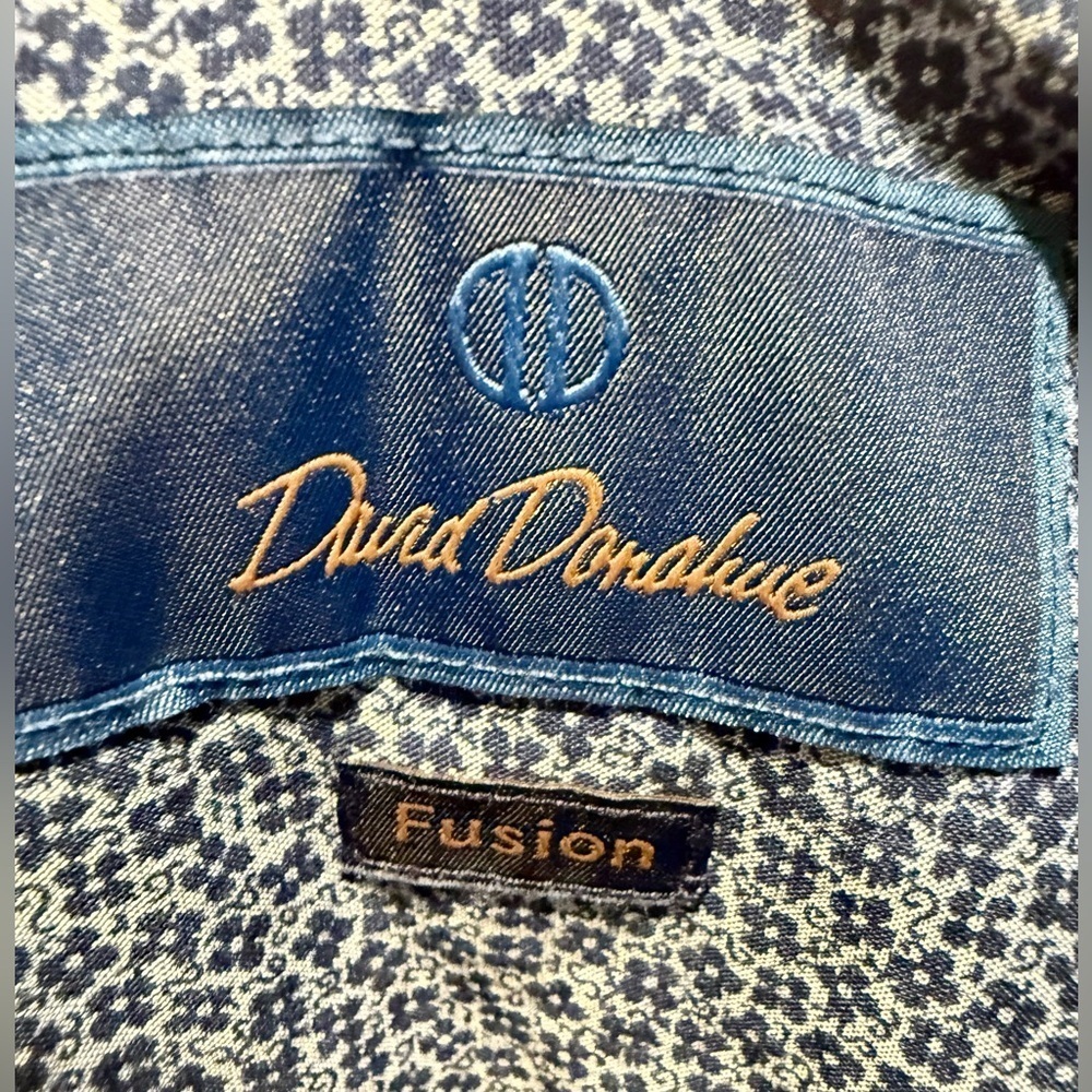 EUC⚡️👔 David Donahue Fusion Blue Micro-Floral Print Shirt – Men’s XL (17.5)